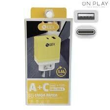 CABEZAL IBEK-USB + USB C 5.8A (IB-582) AMARILLO
