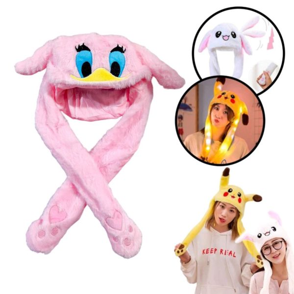 GORRO PELUCHE LEVANTA OREJAS PATO- ROSADO