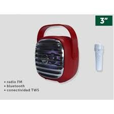 PARLANTE KBROAD KARAOKE 3'' CON MICROFONO (KTS-1943) ROJO