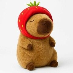 PELUCHE CAPYBARA CON CAPUCHA FRUTILLA (BALA-05)