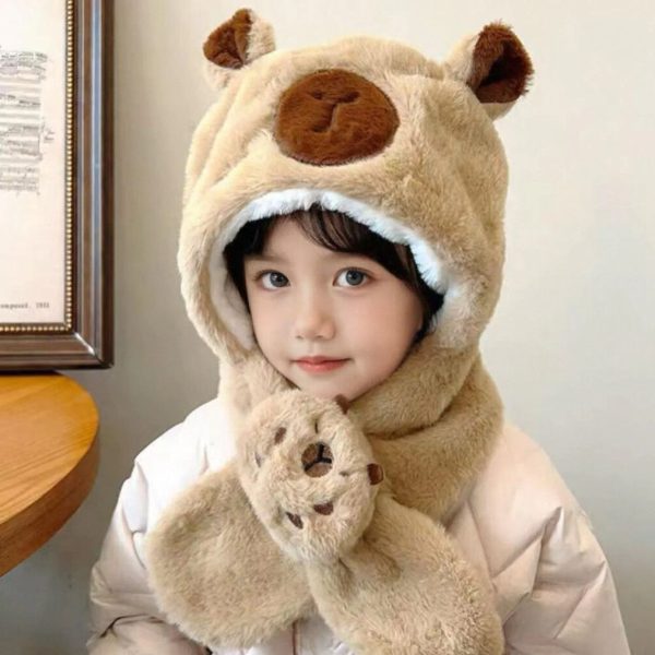 GORRO DE PELUCHE BUFANDA CAPYBARA (HT-8514)