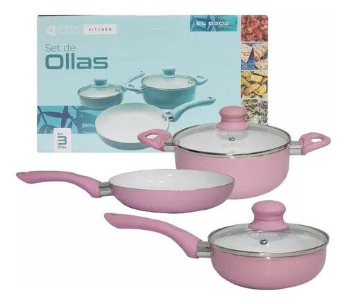 SET DE OLLAS DE 3 PIESAS ORYX ORO20B-2A ROSA