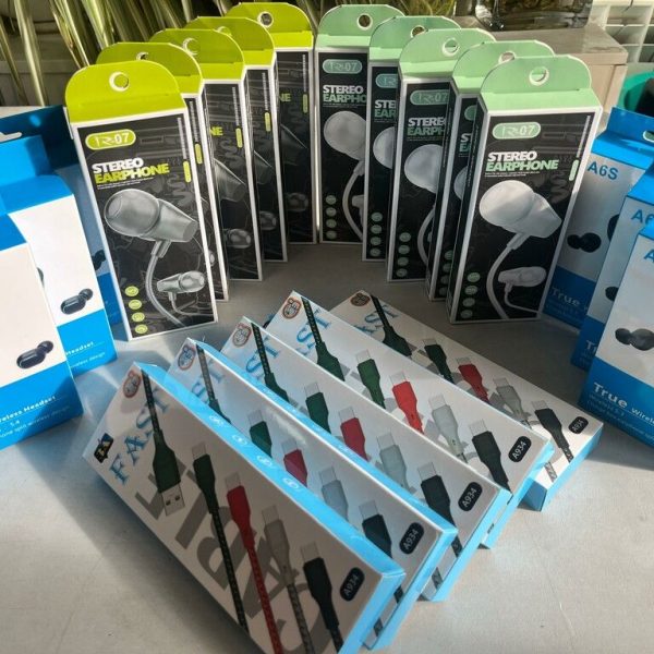 PROMO: 5 AURICULARES BLUETOOTH AIRDOTS A6S+ 5 AURICULARES BT 5.3 E7S + 5 CABLESTRENZADO 3A TIPO C +5 AURICULARES CON CABLE R-07 NEGROS + 5 AURICULARES CON CABLE R-07 BLANCOS
