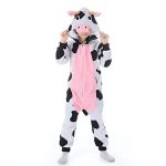 PIJAMA DE VACA BLANCO CON NEGRO Y ROSA PARA NIÑO-A