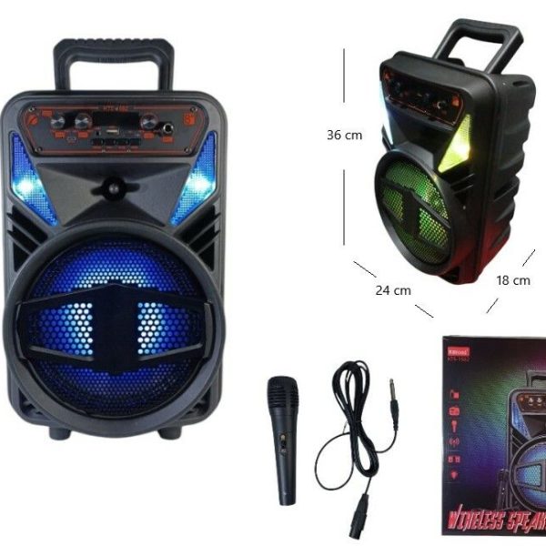 PARLANTE 8 PLG CON LUZ Y MICROFONO BT-FM-MP3 (KTS-1562)