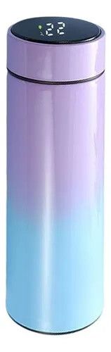 BOTELLA TERMO 500ML CON TERMOMOTRO LED VIOLETA Y CELESTE
