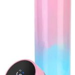 BOTELLA TERMO 500ML CON TERMOMETRO LED ROSA Y VERDE AGUA