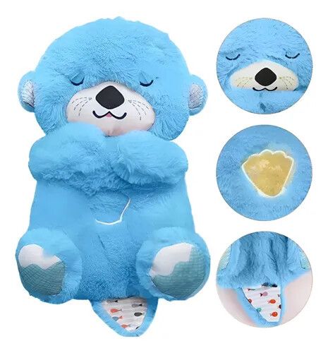 PELUCHE NUTRIA DE APEGO RESPIRA CON LUZ Y SONIDO CELESTE