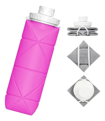 BOTELLA DE SILICONA PLEGABLE FUCSIA (JS-5)