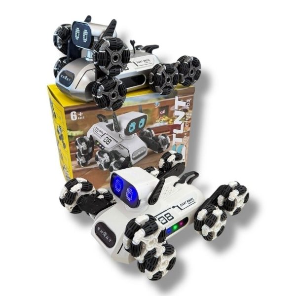 PERRO ROBOT ACROBATICO JUGUETE CON RUEDAS (RKC-16) BLANCO
