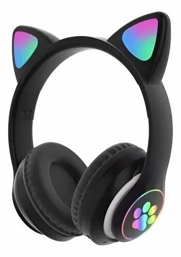 AURICULARES GATITO BT CON HUELLA COLOR NEGRO