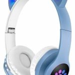 AURICULARES GATITO BT CON HUELLA COLOR CELESTE