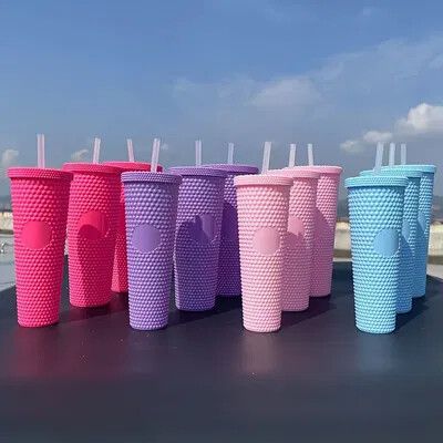VASO 3 EN 1 PLASTICO CON TAPA Y SORBETE G288-03 FUCSIA