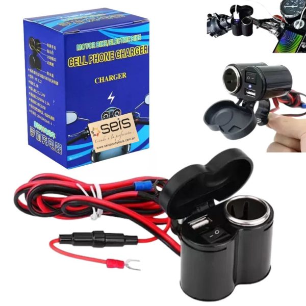 CARGADOR ENCENDEDOR PARA MOTO C USB 12V P716KA