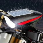 LUZ RECARGABLE DE BICICLETA CON BOCINA Y PANEL SOLAR  BL-1-5 NEGRO CON FRANJA ROJA - Imagen 2
