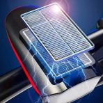 LUZ RECARGABLE DE BICICLETA CON BOCINA Y PANEL SOLAR  BL-1-5 NEGRO CON FRANJA ROJA - Imagen 3