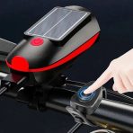 LUZ RECARGABLE DE BICICLETA CON BOCINA Y PANEL SOLAR  BL-1-5 NEGRO CON FRANJA ROJA - Imagen 4