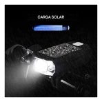 LUZ RECARGABLE DE BICICLETA CON BOCINA Y PANEL SOLAR BL-1-5 NEGRO - Imagen 2
