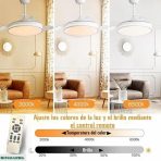 VENTILADOR DE TECHO CON LUZ CALIDA Y FRIA CF-42L BLANCO - Imagen 2