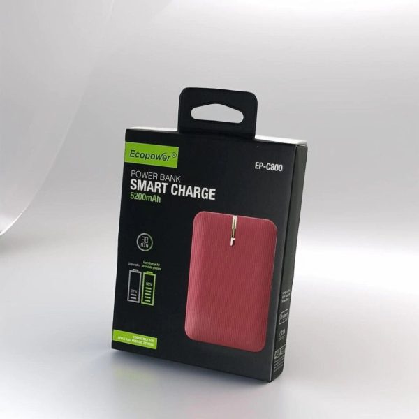 CARGADOR PORTATIL ECOPOWER 5200 MAH EP-C800 BORDO