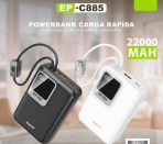 CARGADOR PORTATIL ECOPOWER 22000 MAH EP-C885 BLANCO
