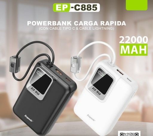 CARGADOR PORTATIL ECOPOWER 22000 MAH EP-C885 BLANCO