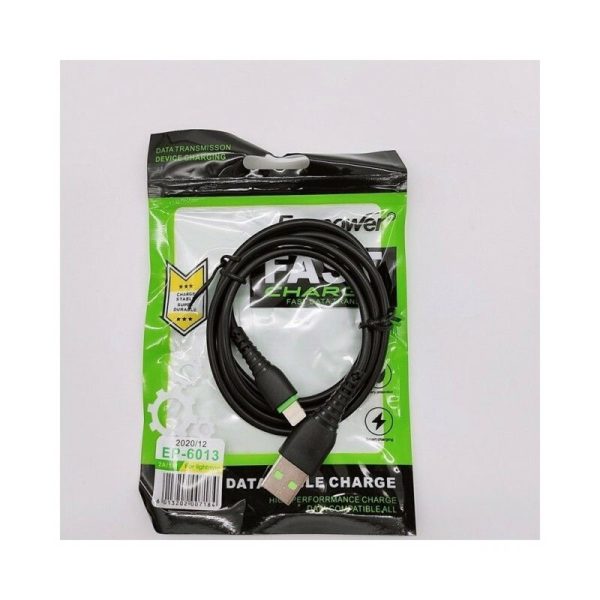 CABLES 1 M 2A EP6013 NEGRO USB-LIGHTNING 2A 1M
