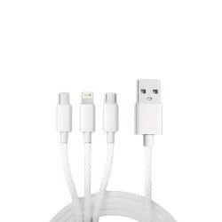 CABLE 3 EN 1 EP6015 2A 1M BLANCO CARGA RAPIDA