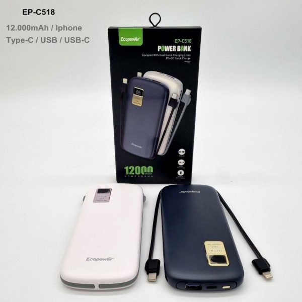 CARGADOR PORTATIL EP-C518 12000 MAH AZUL OSCURO