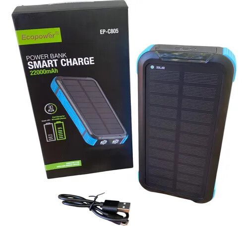 CARGADOR PORTATIL EP-C805 22000 MAH NEGRO CON FRANJA CELESTE