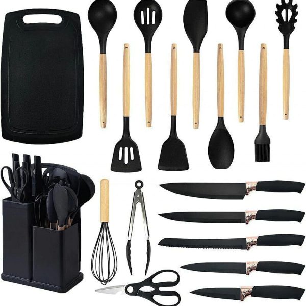 KIT DE UTENSILLOS DE COCINA  COLOR NEGRO 19 PCS S 1161-01