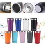 VASO TERMICO LED BT CON PARLANTE  473 ML BEER CUP TURQUESA - Imagen 2