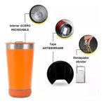 VASO TERMICO LED BT CON PARLANTE  473 ML BEER CUP NARANJA - Imagen 2