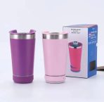 VASO TERMICO LED BT CON PARLANTE  473 ML BEER CUP UVA - Imagen 2