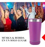 VASO TERMICO LED BT CON PARLANTE  473 ML BEER CUP UVA - Imagen 4