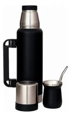 TERMO 1400 ML CON MATE 236 ML NEGRO