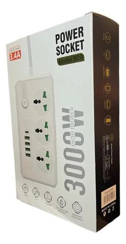 ZAPATILLA CARGADOR 4USB + TP 3.4A B09 BLANCO