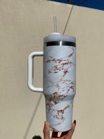 VASO TERMICO CON SORBETE DISEÑO MARMOL GOLD