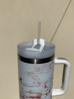 VASO TERMICO CON SORBETE DISEÑO MARMOL GOLD - Imagen 2