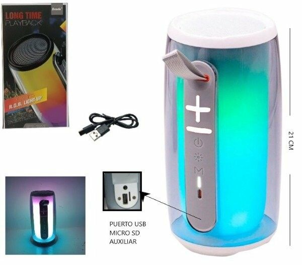 PARLANTE SPEAKER BTS 1953 RGB TRANSPARENTE Y BLANCO