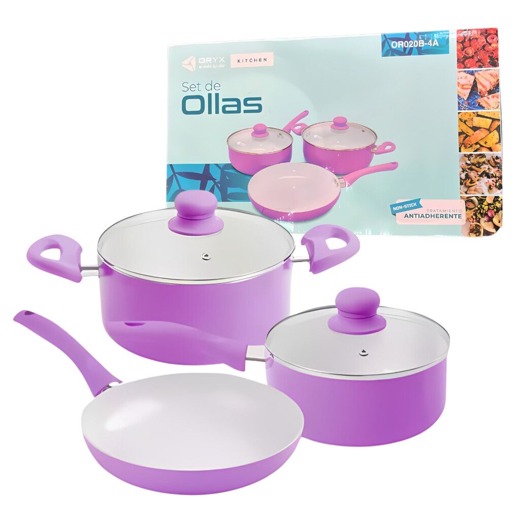 SET DE OLLAS DE 3 PIEZAS ROSA SET DE OLLAS DE 3 PIEZAS ROSA - Imagen 1