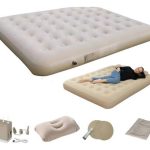 COLCHON INFLABLE + INFLADOR AUTOMATICO COLOR BEIGE ICO-160914 198X150X25 CM