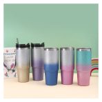 VASO TERMICO ACERO 900 ML ISA 824 ROSA Y PLATEADO PURPU