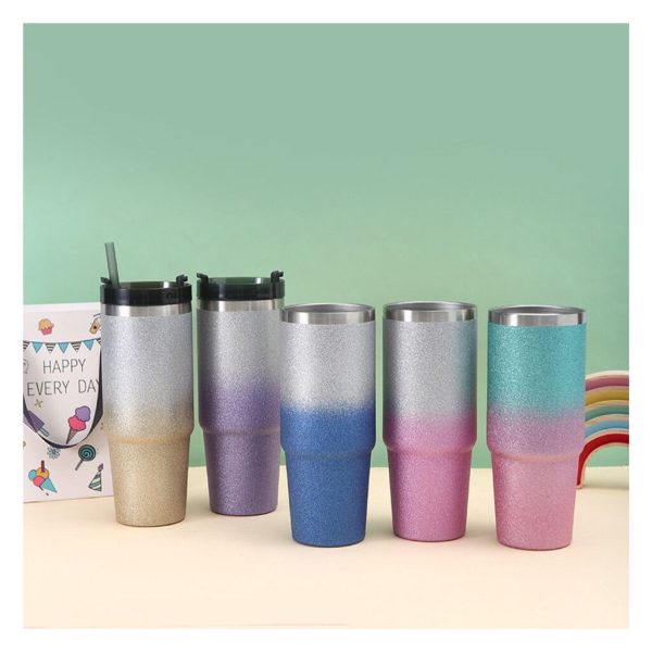 VASO TERMICO ACERO 900 ML ISA 824 ROSA Y PLATEADO PURPU