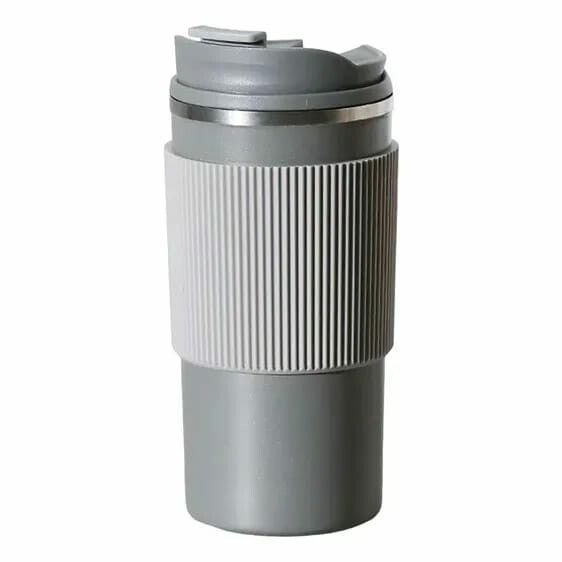 VASO TERMICO CON TAPA ANTIDERRAME GRIS