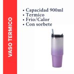 VASO TERMICO ACERO 900 ML ISA 824 VERDE Y PLATEADO PURPU - Imagen 3