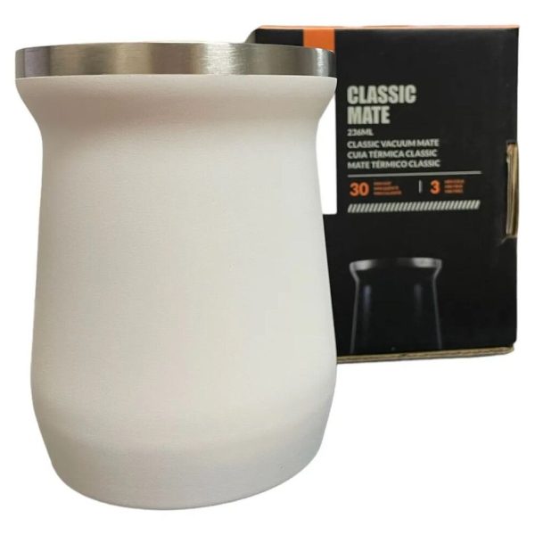 MATE DE ACERO INOXIDABLE 236 ML BLANCO