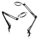 VELADOR LED ARTICULADO CON MORDAZA Y LUPA (LED-83020)
