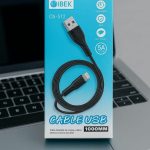 CABLE IBEK 5A IPHONE REFORZADO EN CAJA CB-512 NEGRO
