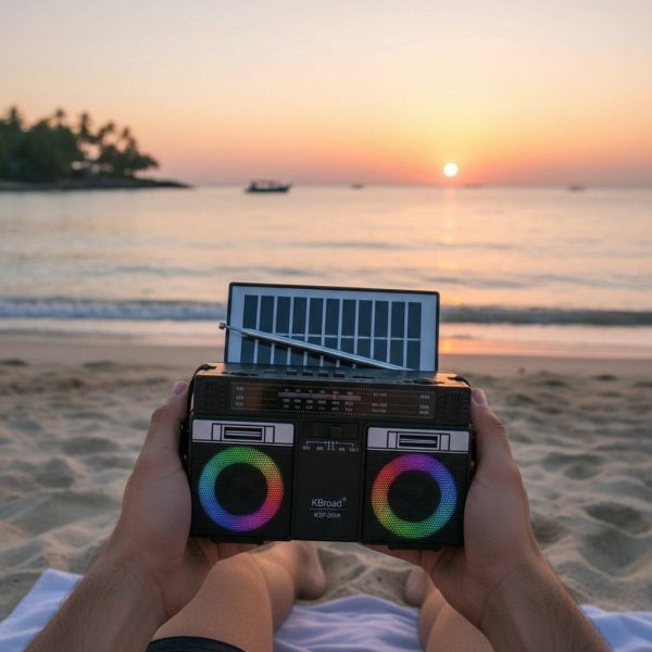 RADIO CON PANEL SOLAR RGB COLOR NEGRO